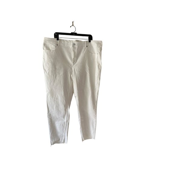 Maurices Womens White Crop Jeans Size 24 Cotton Blend Stretchy Denim Raw Hem - Picture 1 of 14